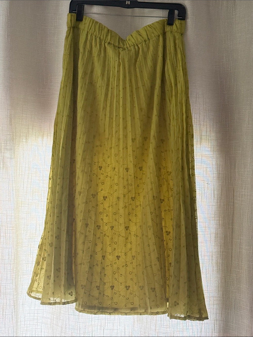 Lime Green Embroidered Maxi Skirt